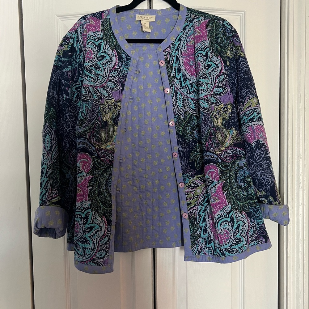 Appleseed's Lavender Paisley Quilted Light Weight Jacket